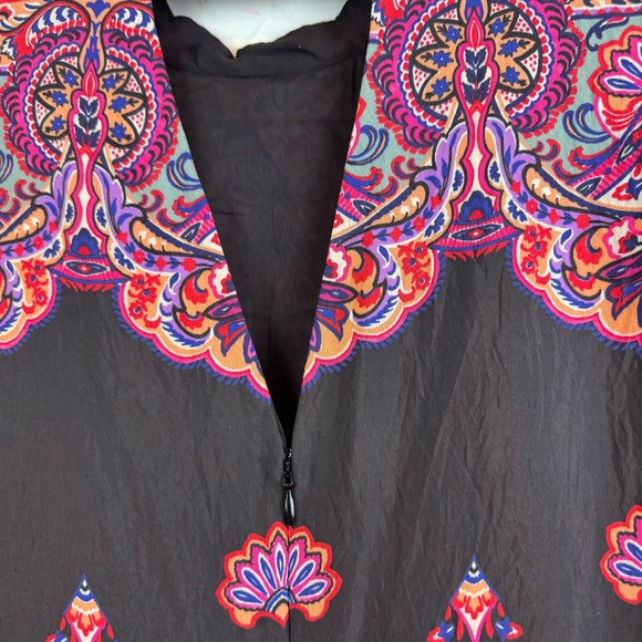Anthropologie Black and Pink Paisley Mini Dress - Picture 12 of 14
